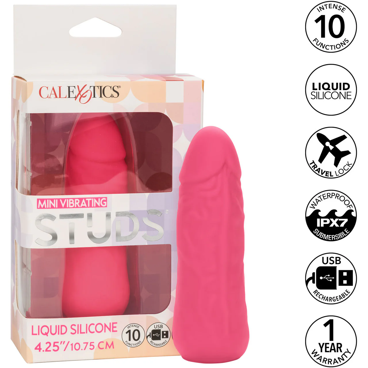 Mini Vibrating Studs Rechargeable Waterproof Silicone Dildo By CalExotics - Pink - Image 9