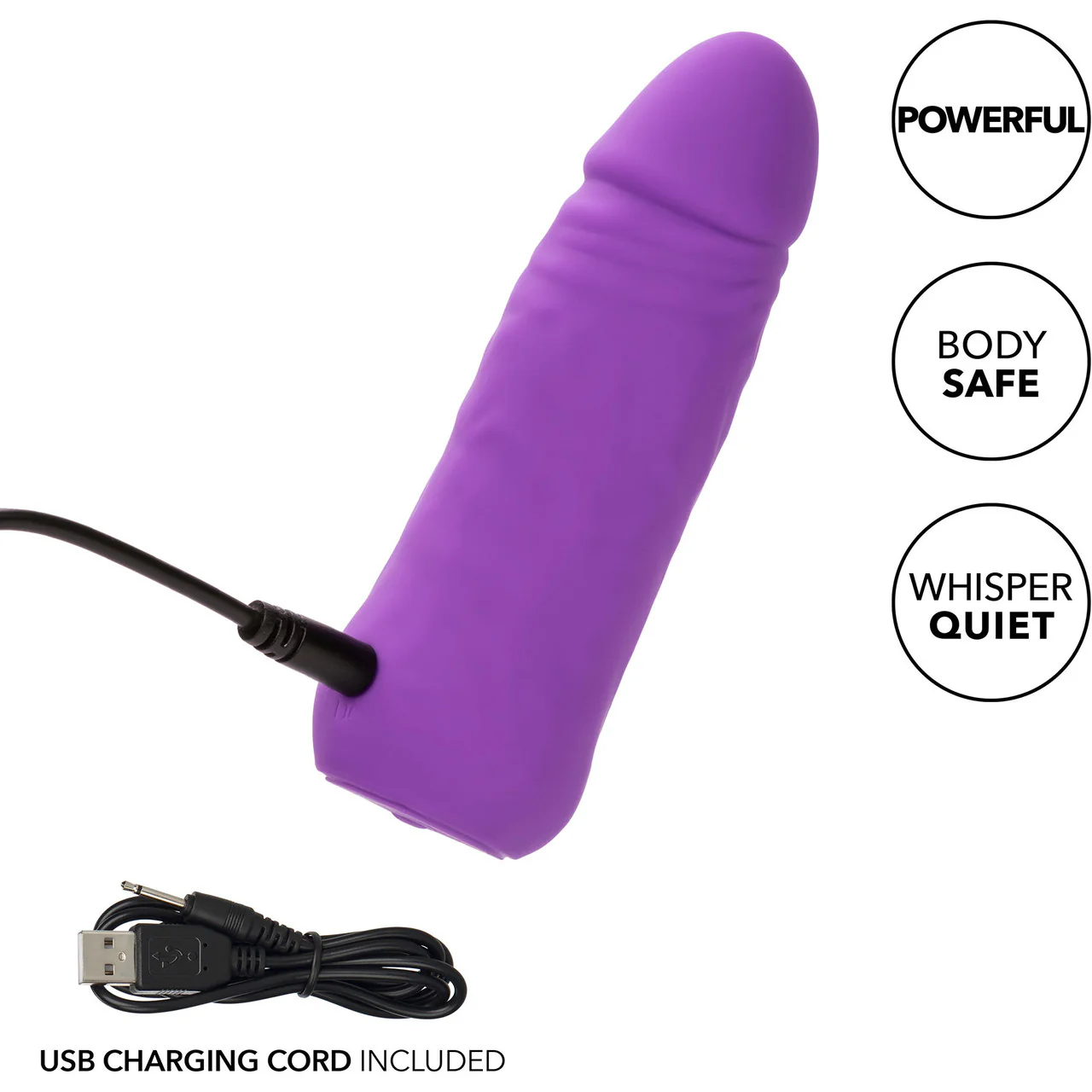Mini Vibrating Studs Rechargeable Waterproof Silicone Dildo By CalExotics - Purple - Image 6