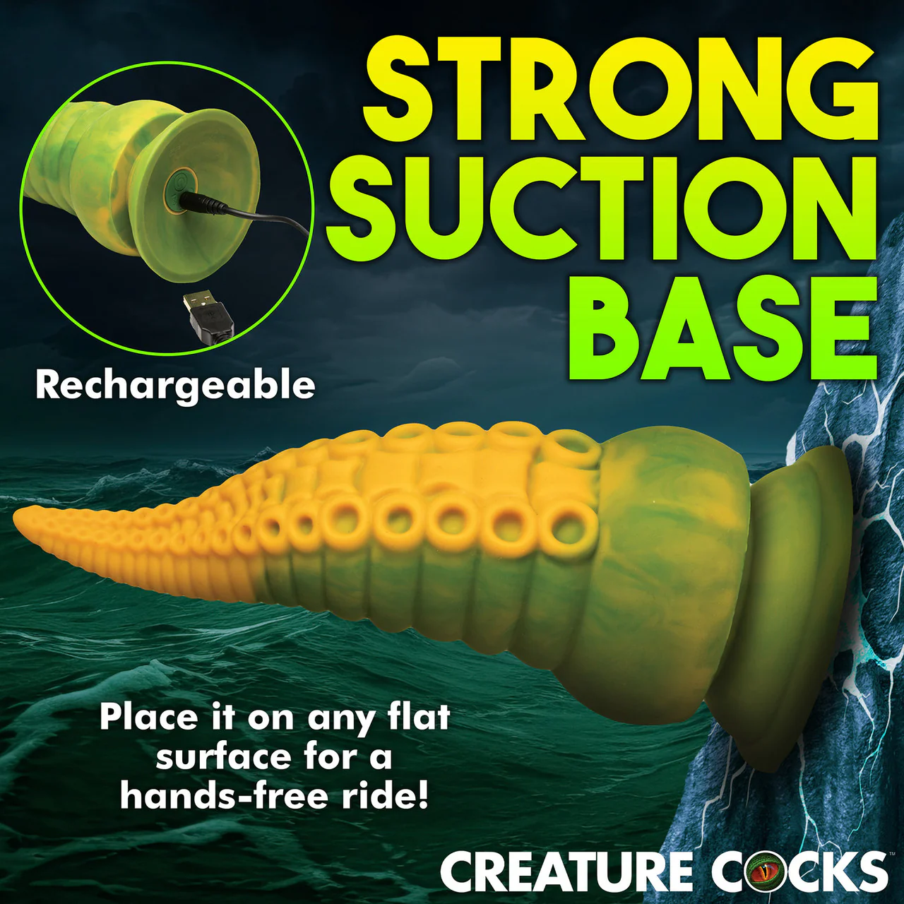 Monstropus 2.0 Tentacle 7.25" Rechargeable Vibrating Silicone Suction Cup Dildo By Creature Cocks - Image 12