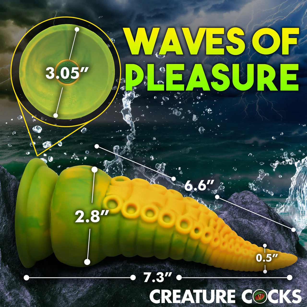 Monstropus 2.0 Tentacle 7.25" Rechargeable Vibrating Silicone Suction Cup Dildo By Creature Cocks - Image 14