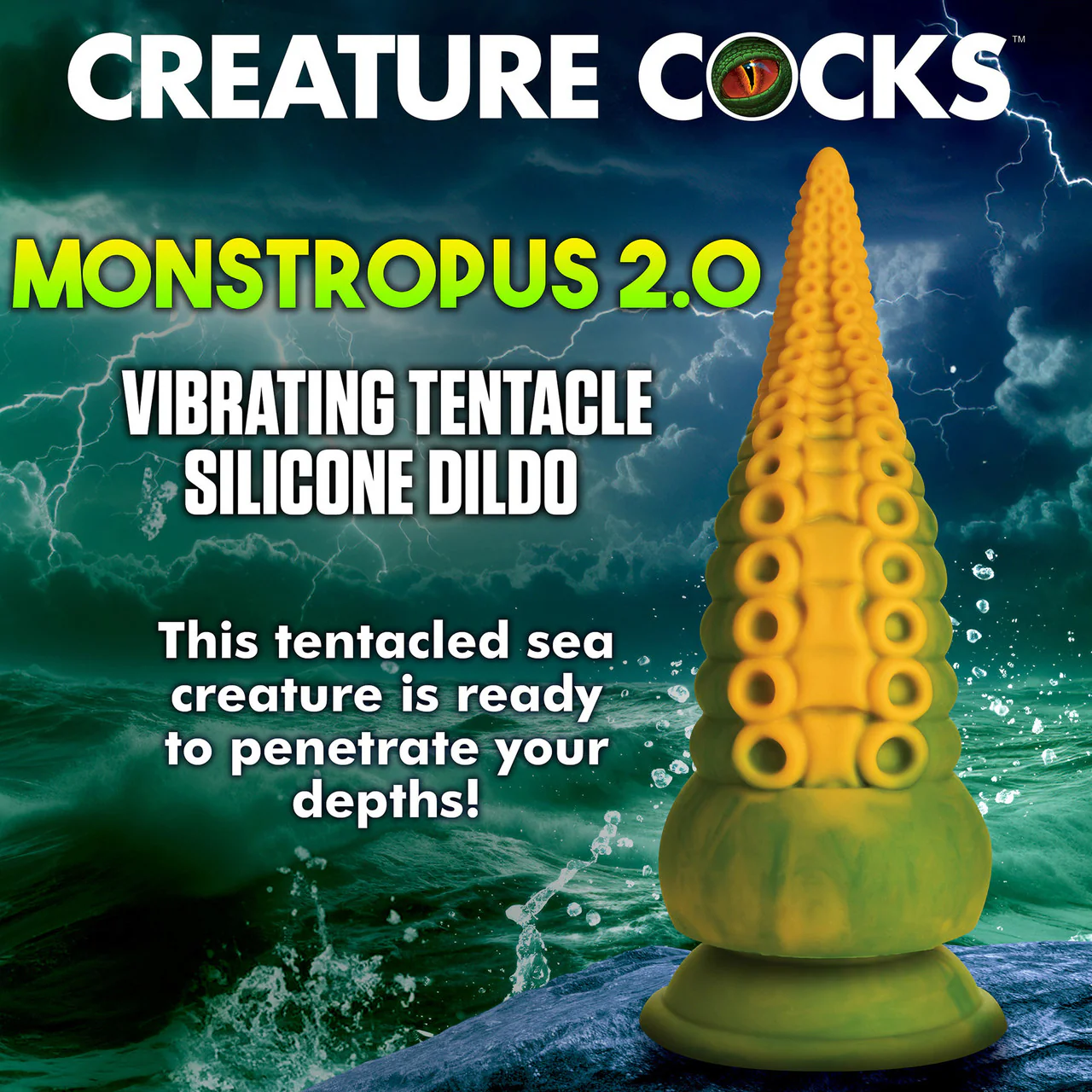Monstropus 2.0 Tentacle 7.25" Rechargeable Vibrating Silicone Suction Cup Dildo By Creature Cocks - Image 15