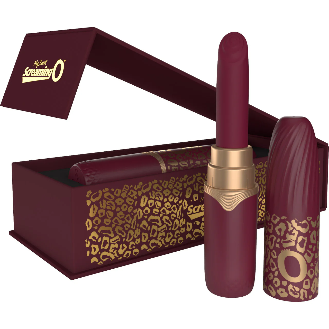 My Secret Premium Rechargeable Vibrating Lipstick With 4 Tips By Screaming O - Merlot - Image 5