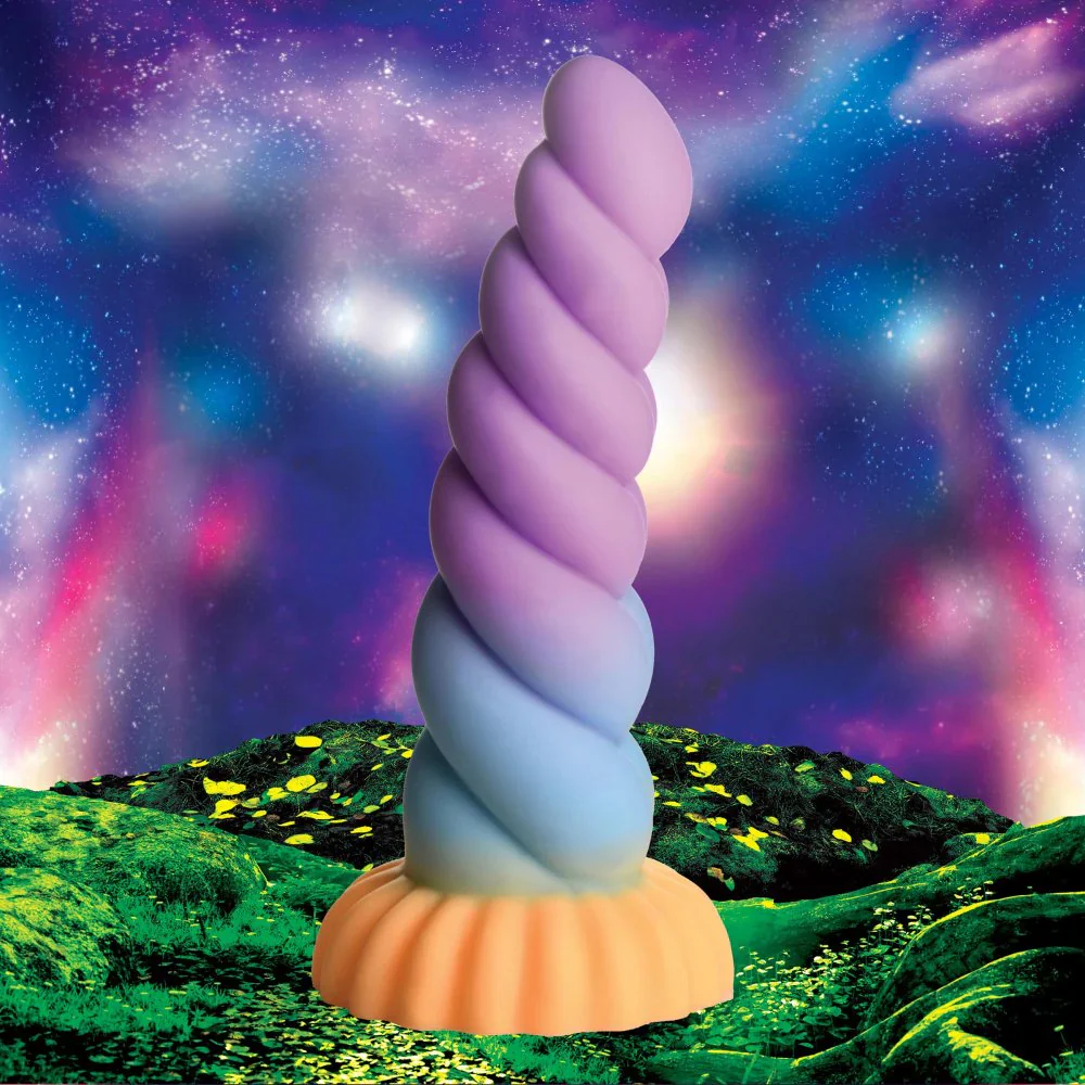 Mystique Unicorn Curvy Bumpy 8.3" Silicone Suction Cup Dildo By Creature Cocks - Image 6