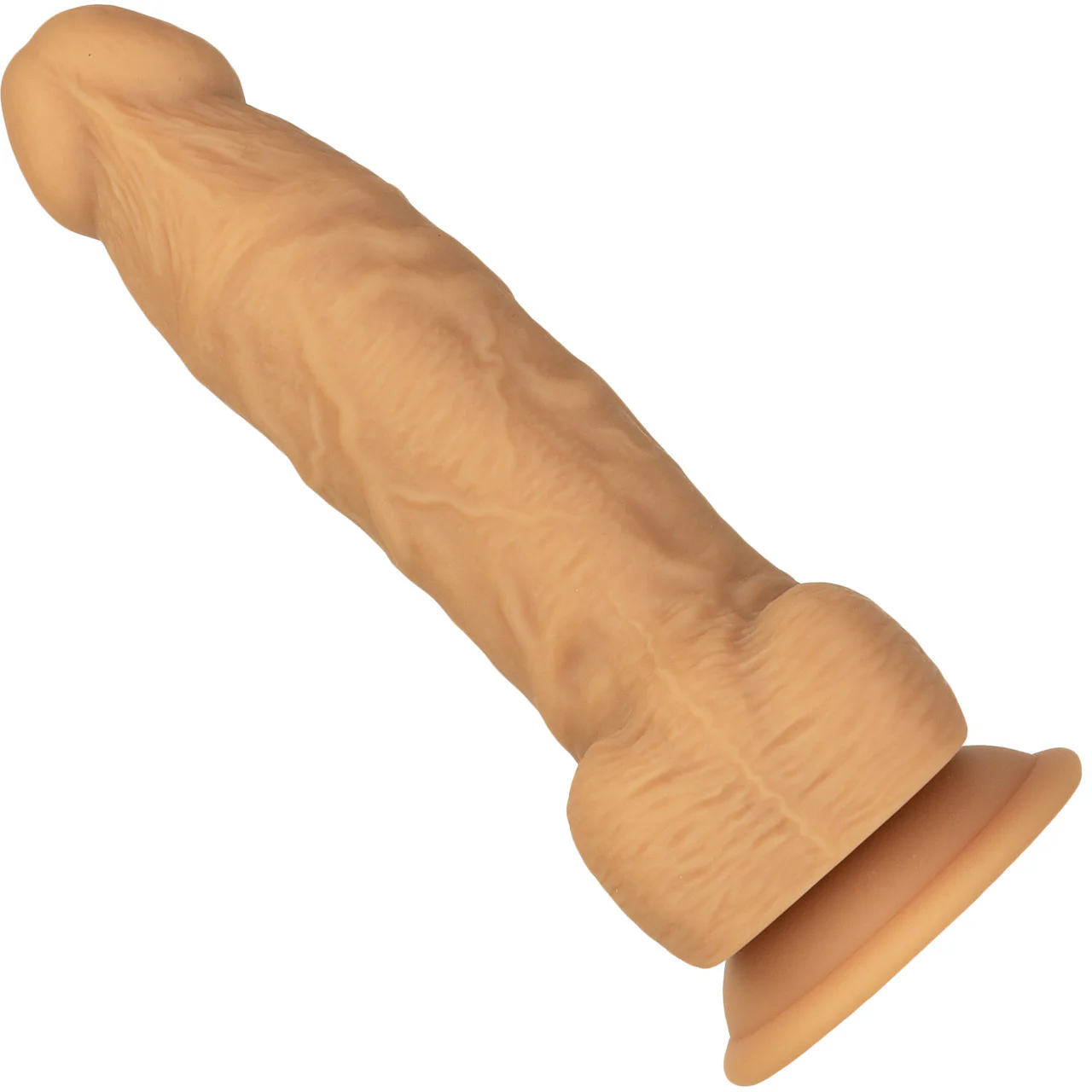 Naked Addiction Dual Density 8" Silicone Suction Cup Dildo With Balls - Caramel - Image 2