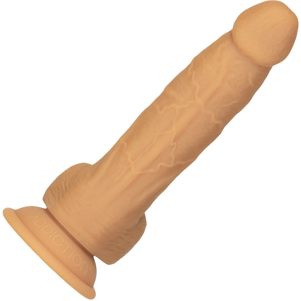 Naked Addiction Dual Density 8" Silicone Suction Cup Dildo With Balls - Caramel - Image 3