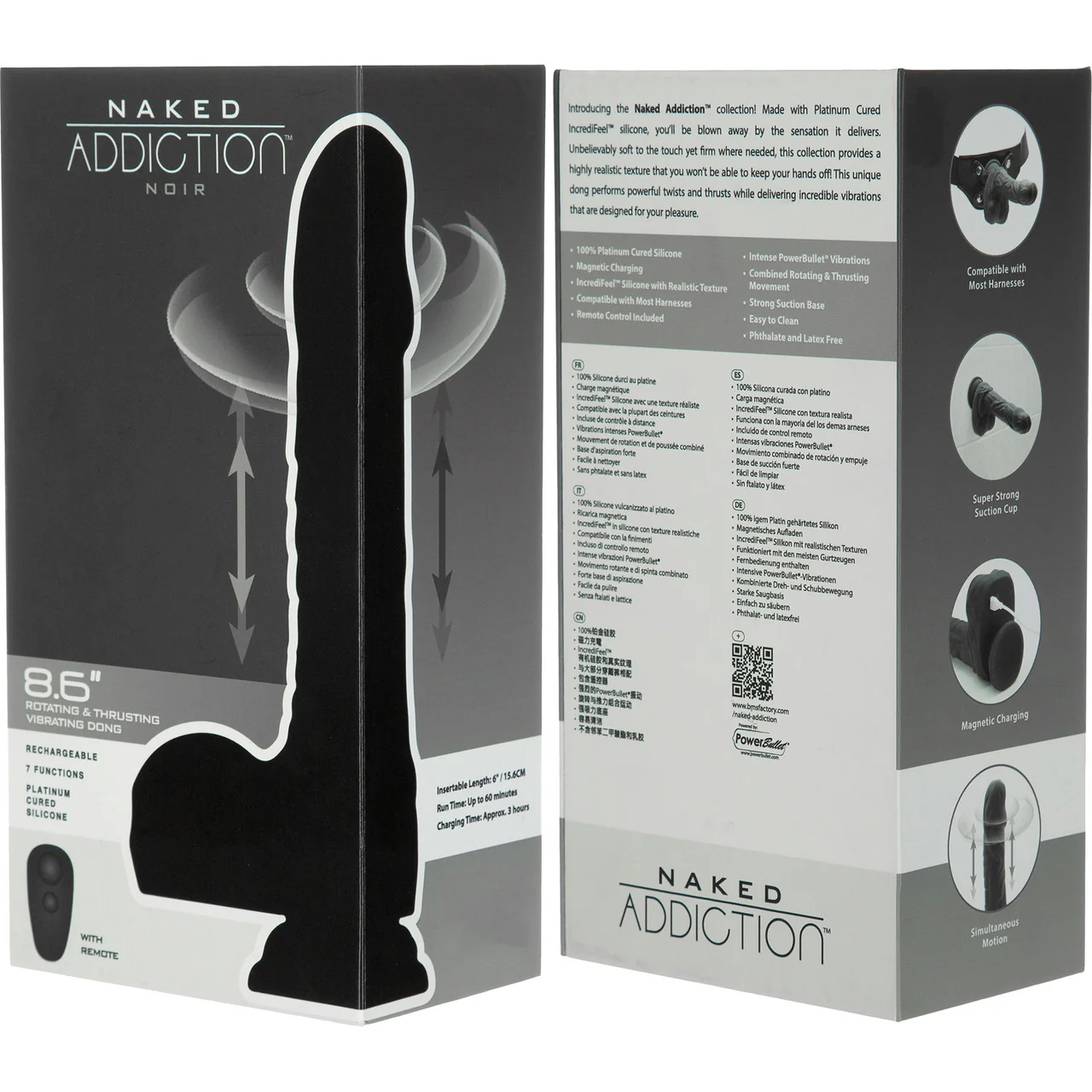 Naked Addiction Rotating, Thrusting, Vibrating 8.6" Silicone Suction Cup Dildo With Balls & Remote - Image 11