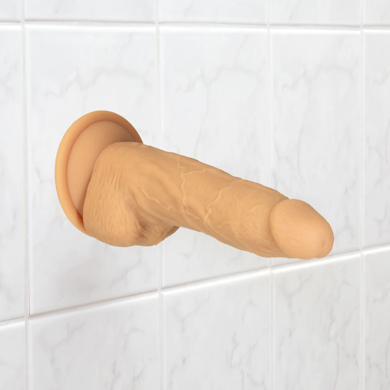 Naked Addiction Rotating & Vibrating 8" Silicone Suction Cup Dildo With Balls & Remote - Caramel - Image 14