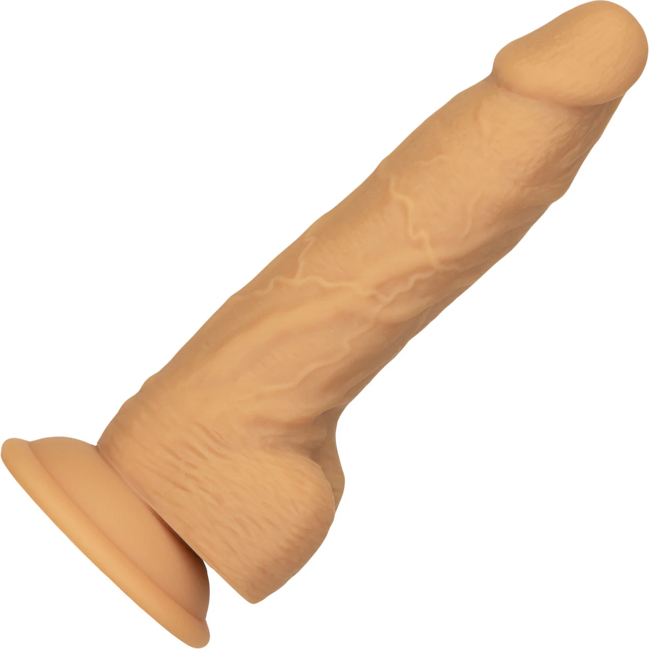Naked Addiction Rotating & Vibrating 8" Silicone Suction Cup Dildo With Balls & Remote - Caramel - Image 3
