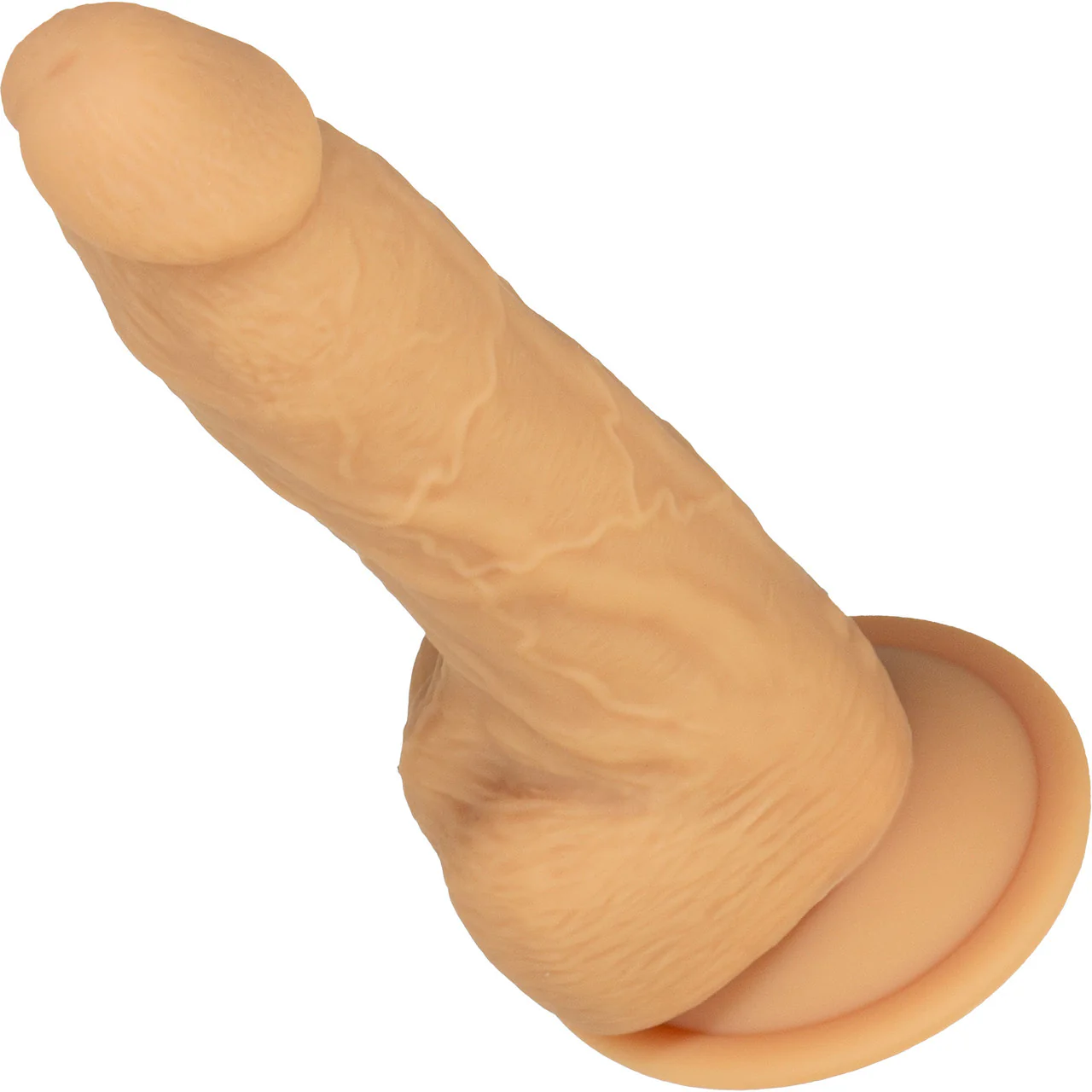 Naked Addiction Rotating & Vibrating 8" Silicone Suction Cup Dildo With Balls & Remote - Caramel - Image 6