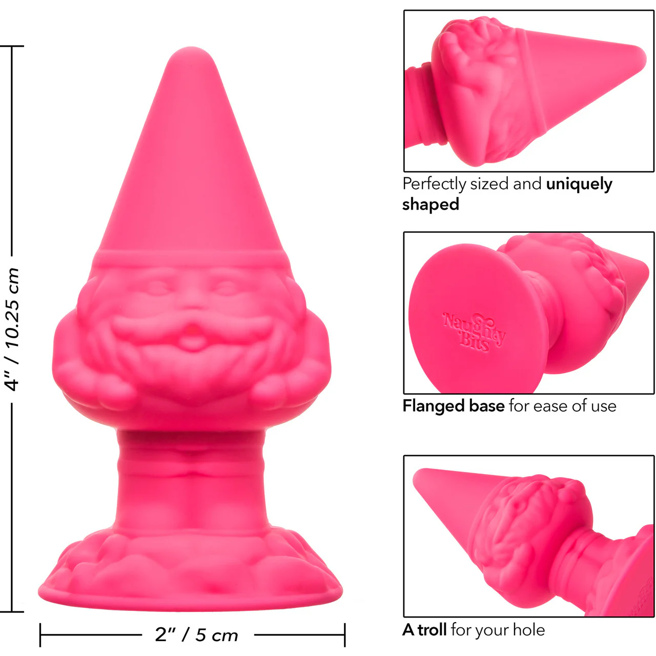 Naughty Bits Anal Gnome Silicone Butt Plug By CalExotics - Pink - Image 8