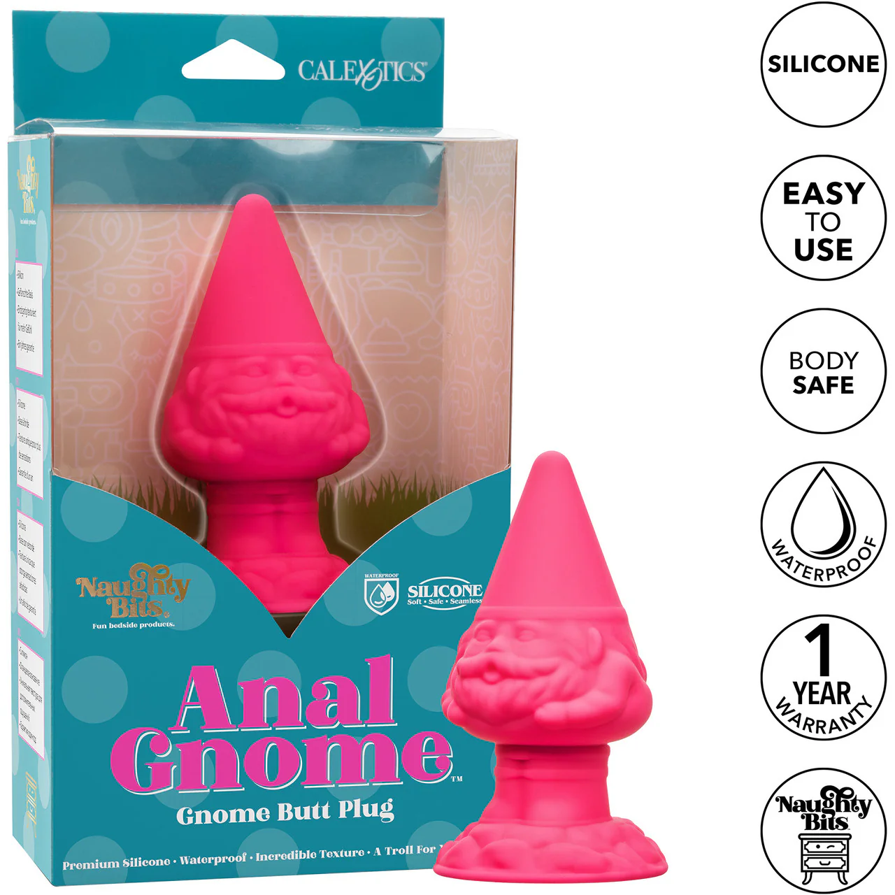 Naughty Bits Anal Gnome Silicone Butt Plug By CalExotics - Pink - Image 9