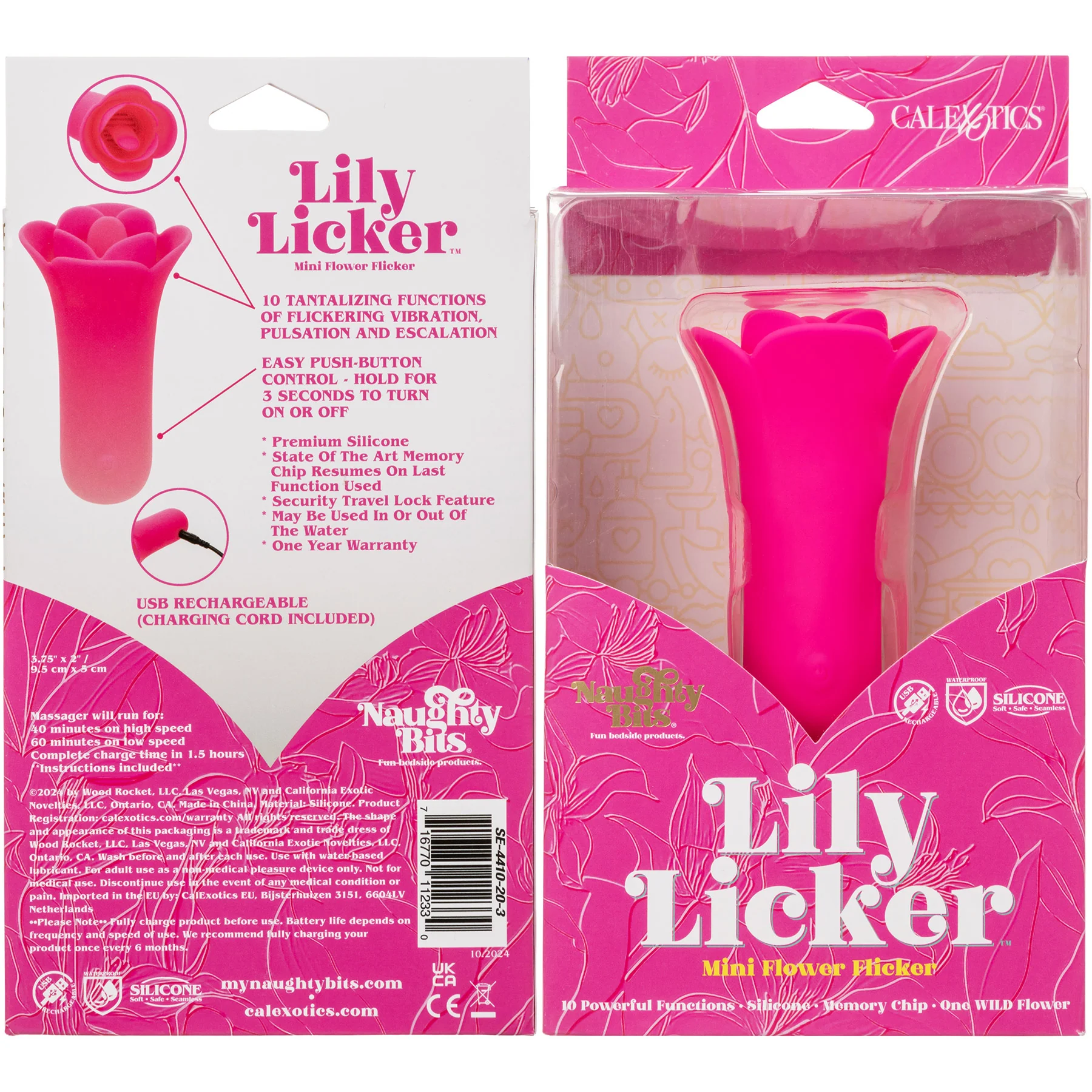 Naughty Bits® Lily Licker Mini Flower Flicker Rechargeable Silicone Vibrator By CalExotics - Image 6