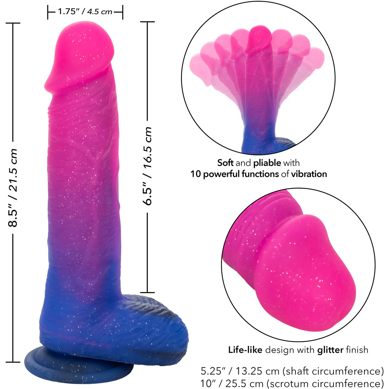 Naughty Bits Ombré Hombre XL Silicone Vibrating Suction Cup 8.5" Dildo by CalExotics - Image 10