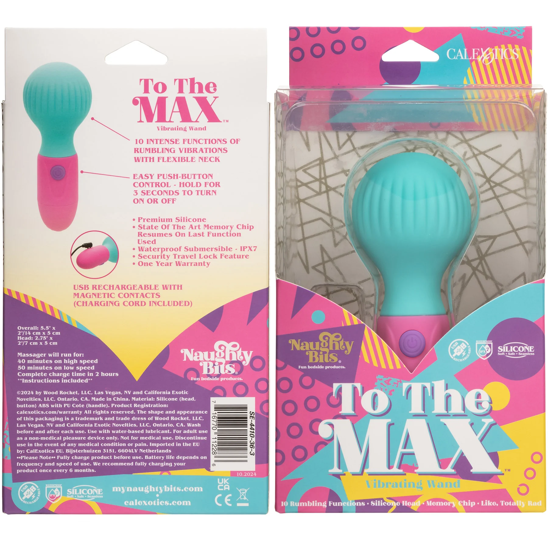 Naughty Bits® To The Max™ Rechargeable Silicone Vibrating Mini Wand By CalExotics - Image 6