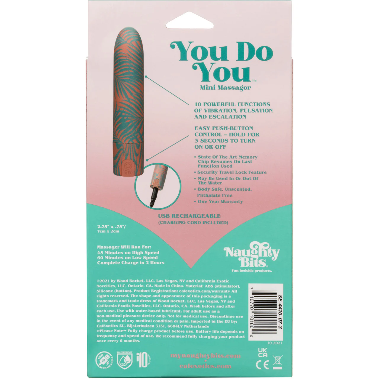 Naughty Bits You Do You Waterproof Rechargeable Mini Massager By CalExotics - Image 9