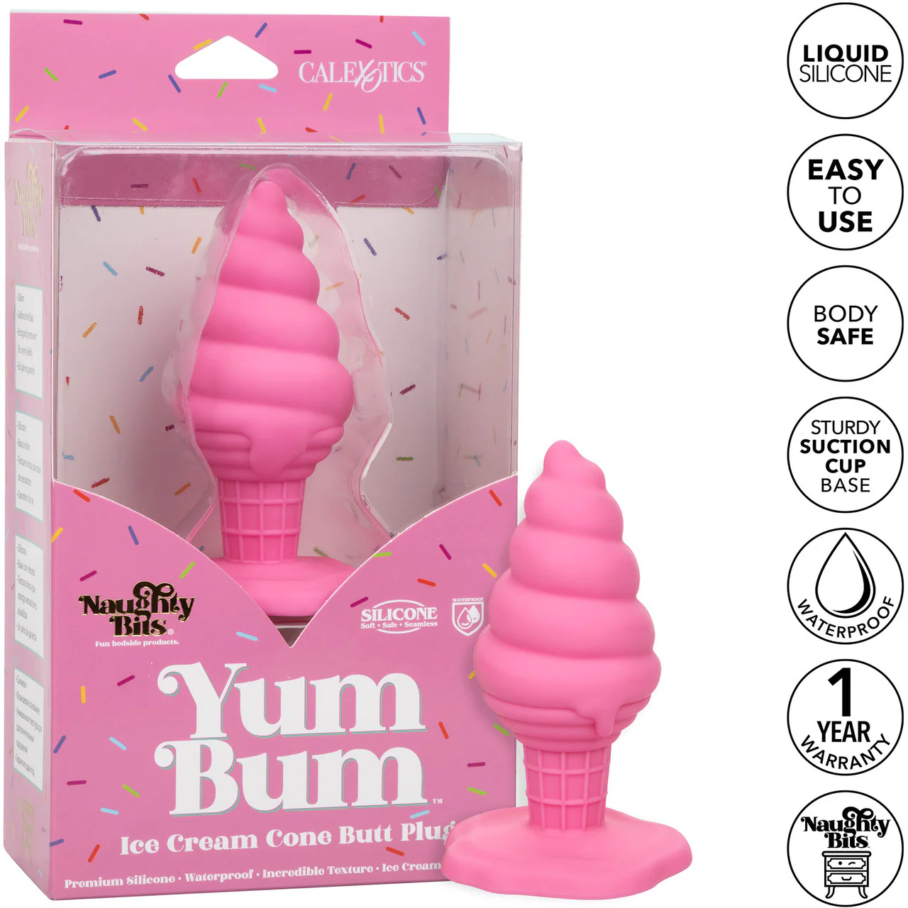 Naughty Bits Yum Bum Ice Cream Cone Silicone Butt Plug By CalExotics - Pink - Image 9
