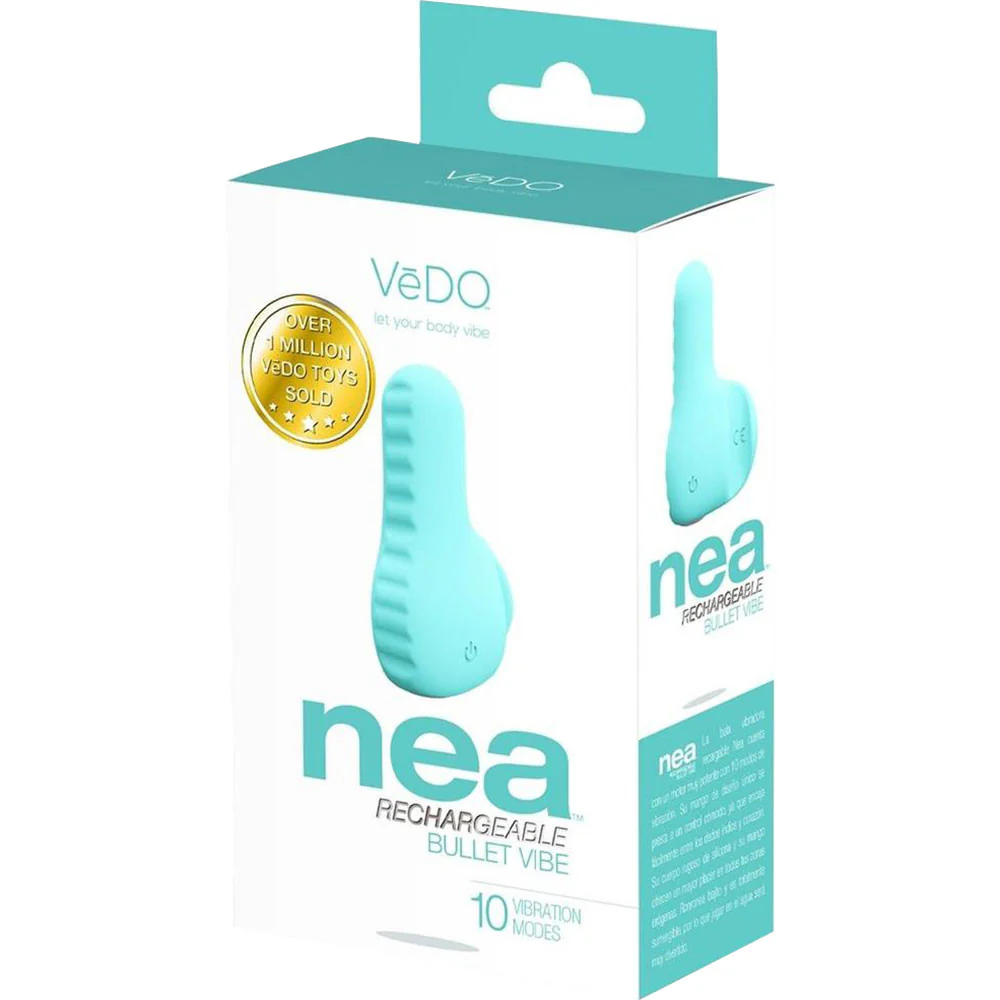 NEA Rechargeable Silicone Waterproof Vibrating Finger Bullet  by VeDO - Tease Me Turquoise - Image 4
