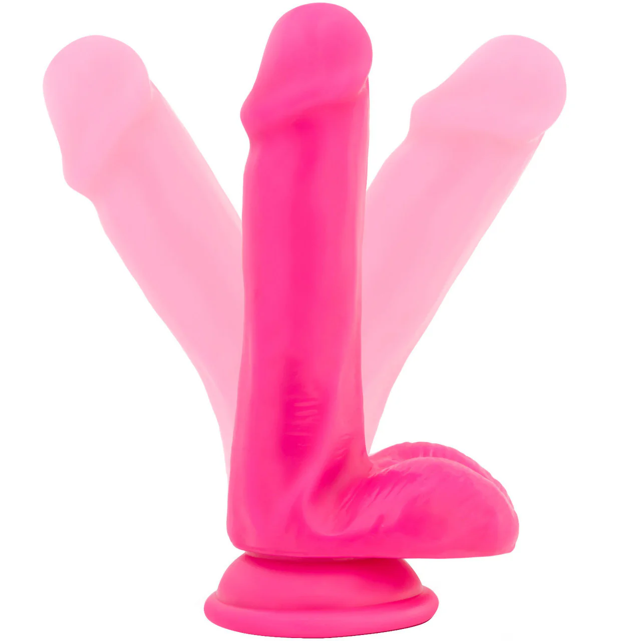 Neo Elite 6 Inch Dual Density Realistic Silicone Dildo With Balls by Blush - Neon Pink - Image 3