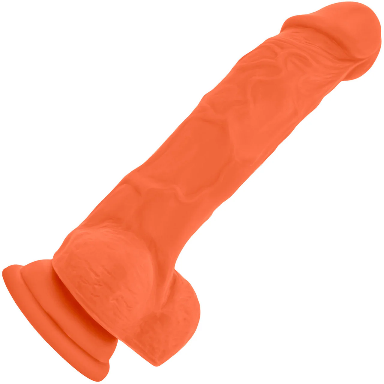 Neo Elite 7.5 Inch Dual Density Realistic Silicone Dildo With Balls by Blush - Neon Orange - Image 3
