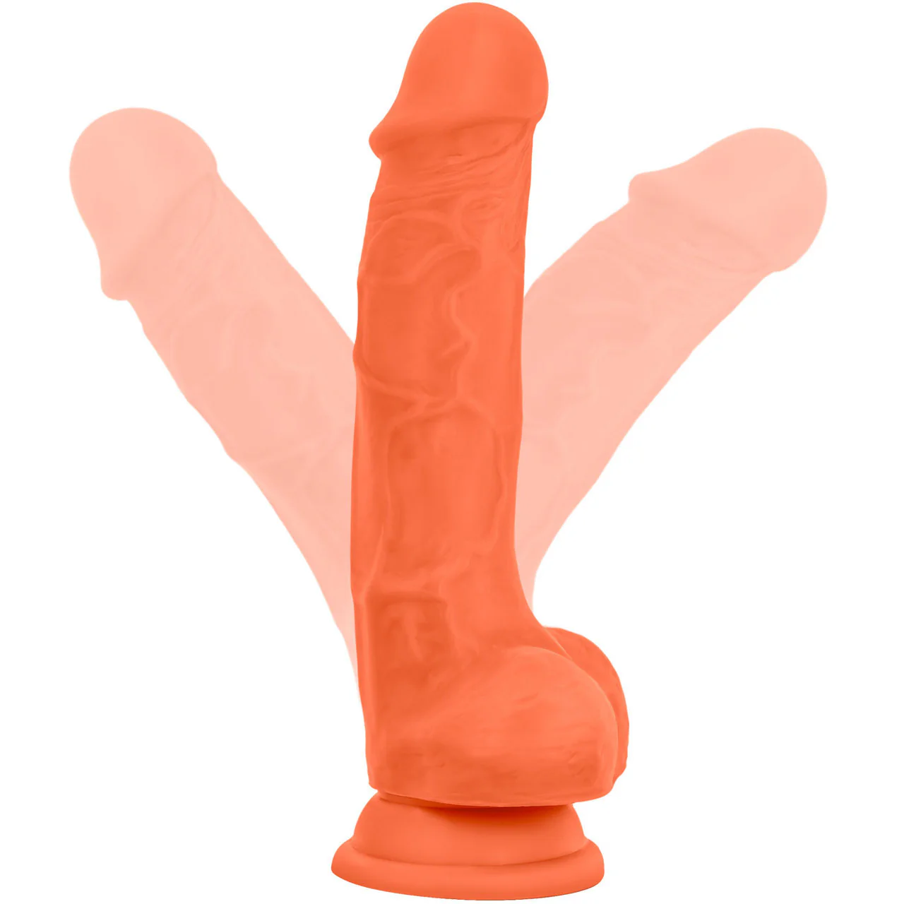 Neo Elite 7.5 Inch Dual Density Realistic Silicone Dildo With Balls by Blush - Neon Orange - Image 4