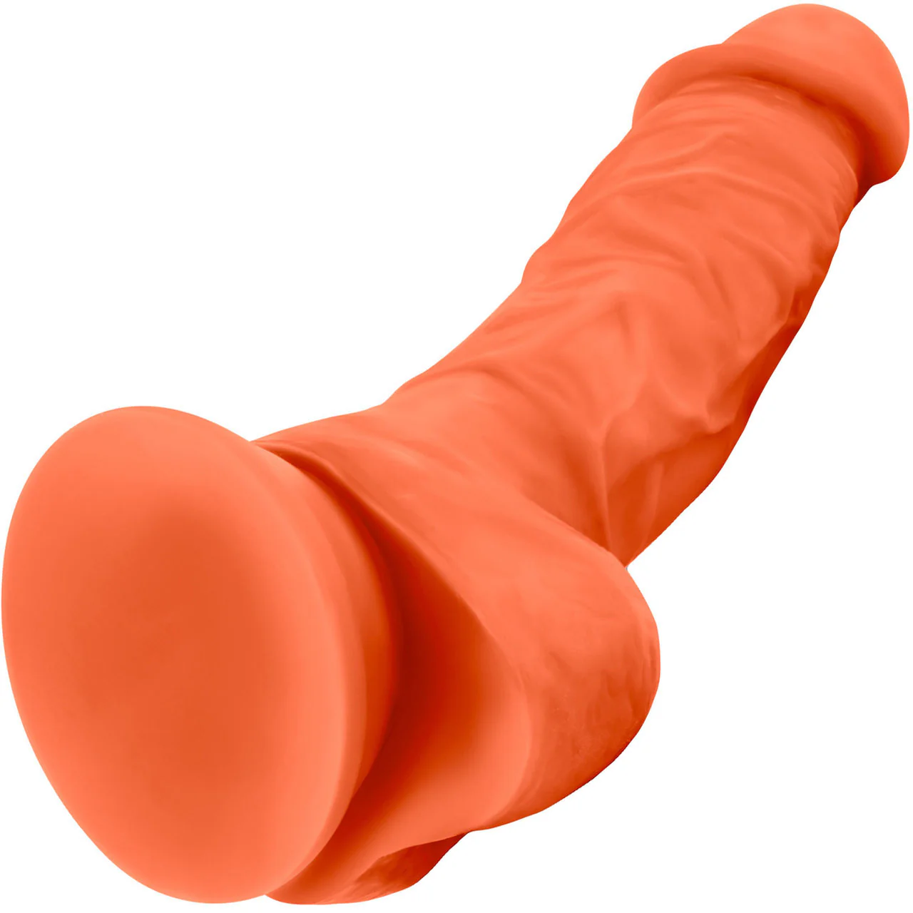 Neo Elite 7.5 Inch Dual Density Realistic Silicone Dildo With Balls by Blush - Neon Orange - Image 5