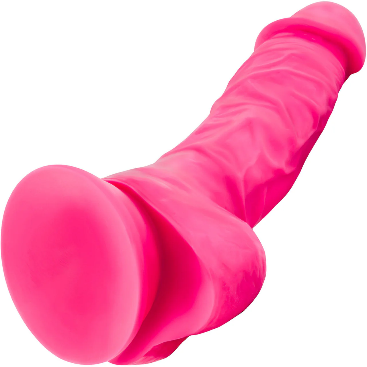 Neo Elite 7.5 Inch Dual Density Realistic Silicone Dildo With Balls by Blush - Neon Pink - Image 4