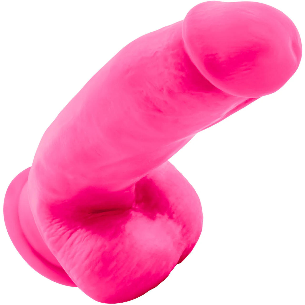 Neo Elite 7 Inch Dual Density Realistic Silicone Dildo With Balls by Blush - Neon Pink - Image 4