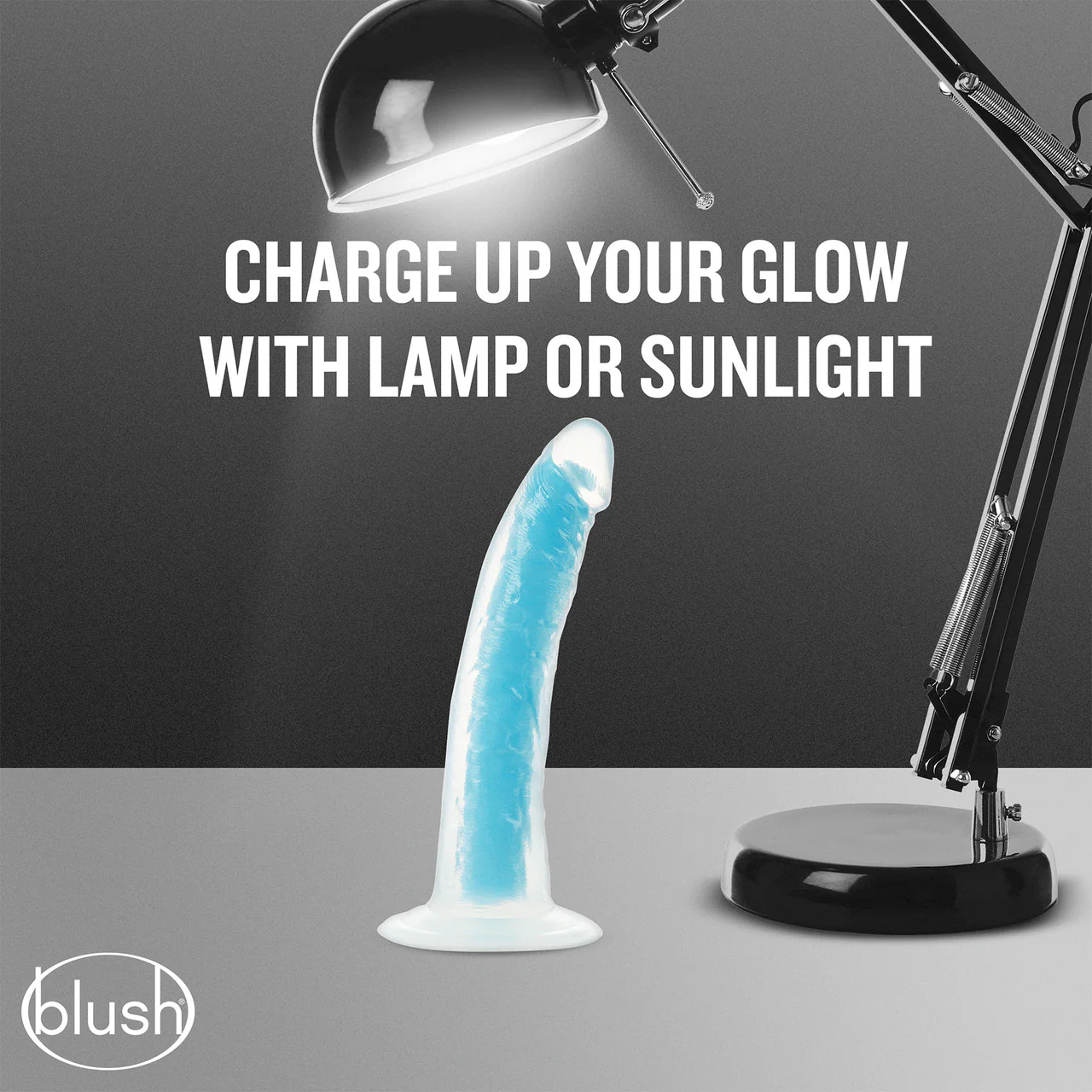 Neo Elite Glow In The Dark 7.5" Dual Density Realistic Silicone Dildo by Blush - Neon Blue - Image 6