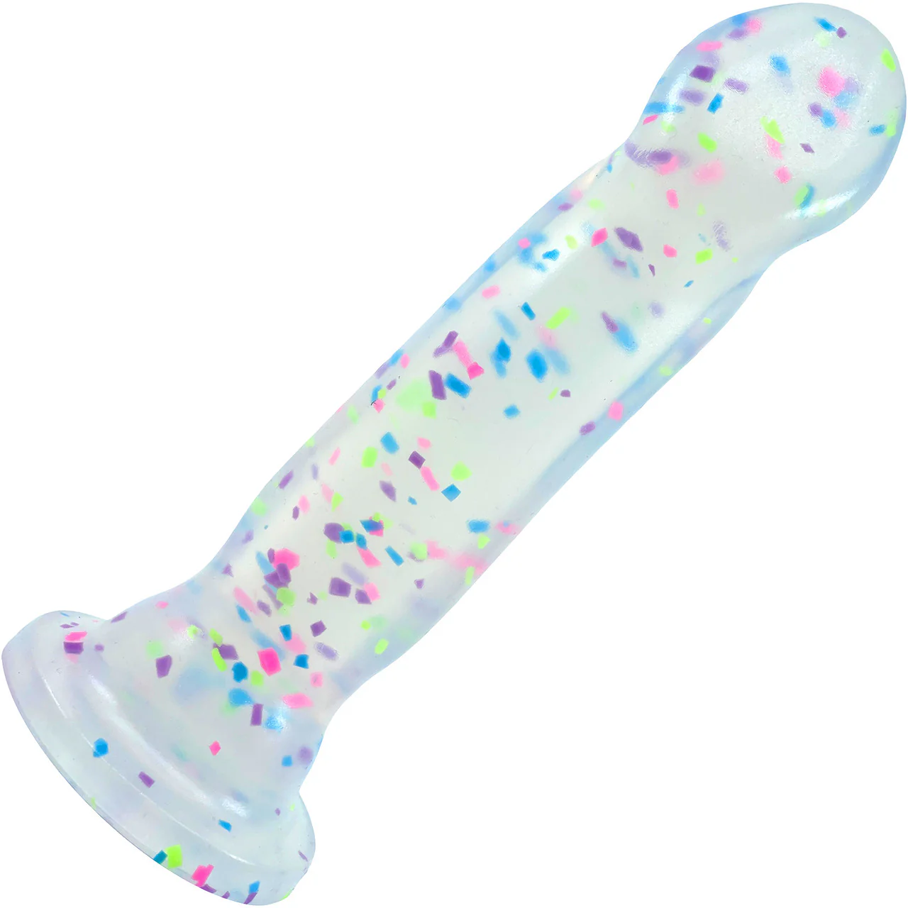 Neo Elite Hanky Panky Glow In The Dark 7.75" Silicone Suction Cup Dildo by Blush - Confetti - Image 3