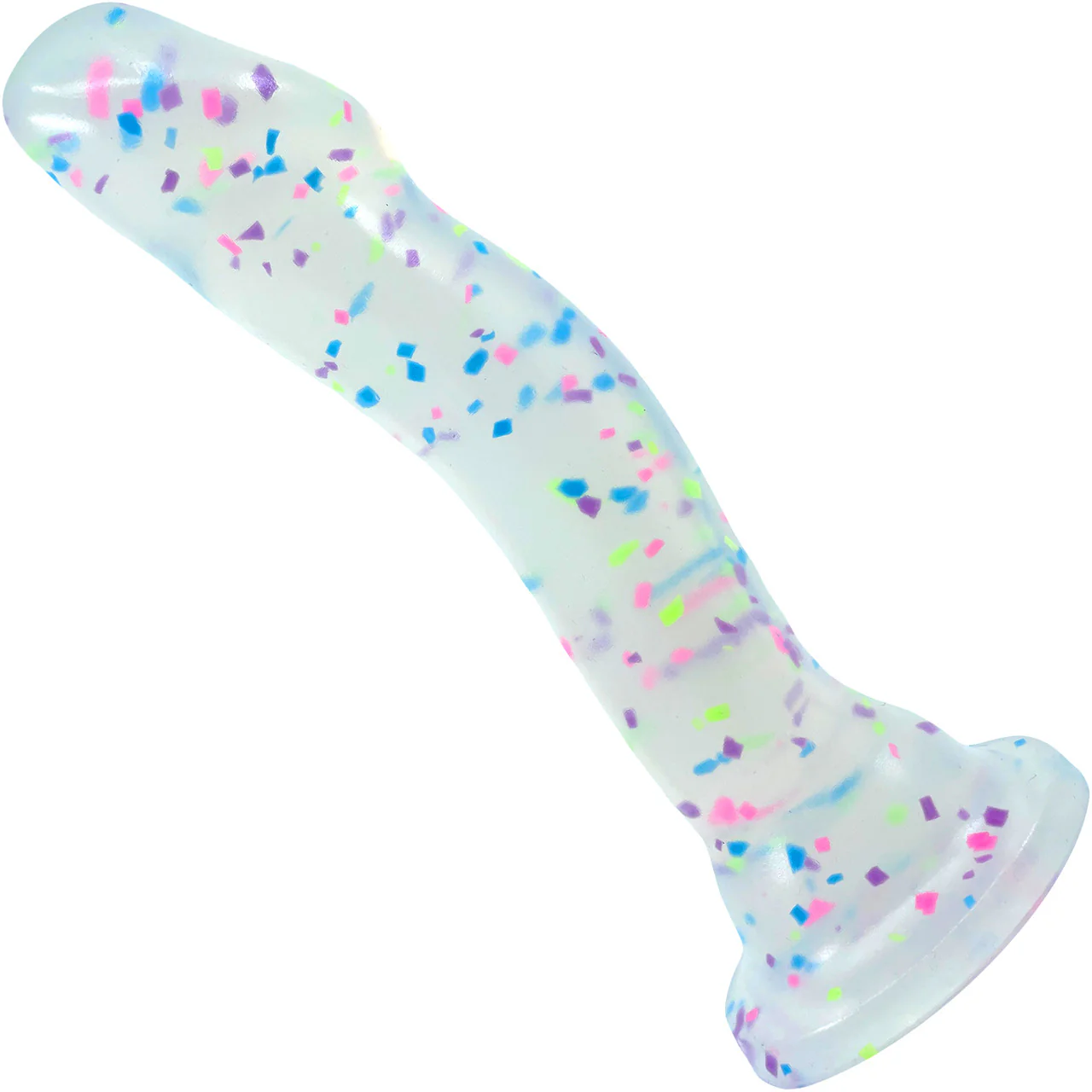 Neo Elite Hanky Panky Glow In The Dark 7.75" Silicone Suction Cup Dildo by Blush - Confetti - Image 4