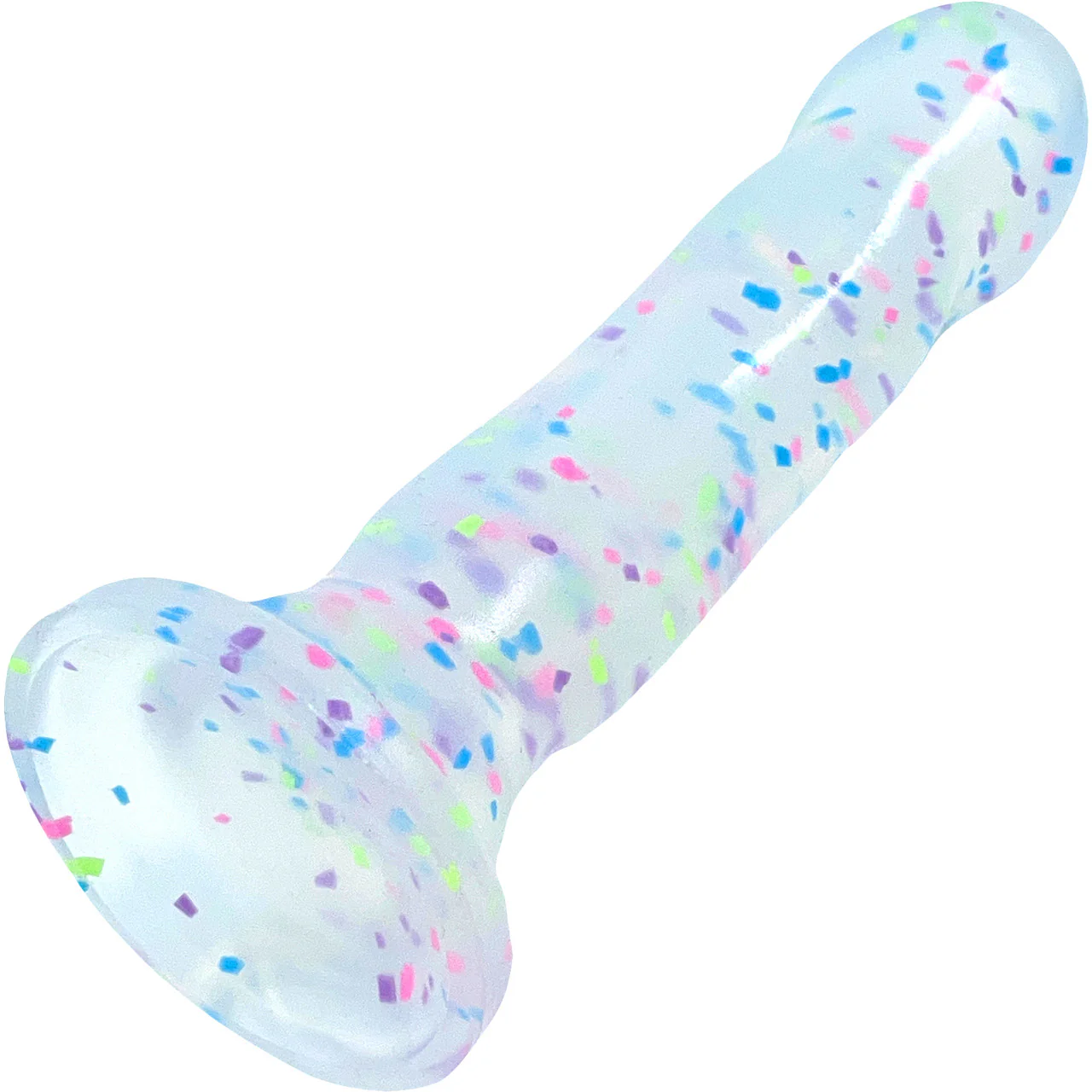 Neo Elite Hanky Panky Glow In The Dark 7.75" Silicone Suction Cup Dildo by Blush - Confetti - Image 5