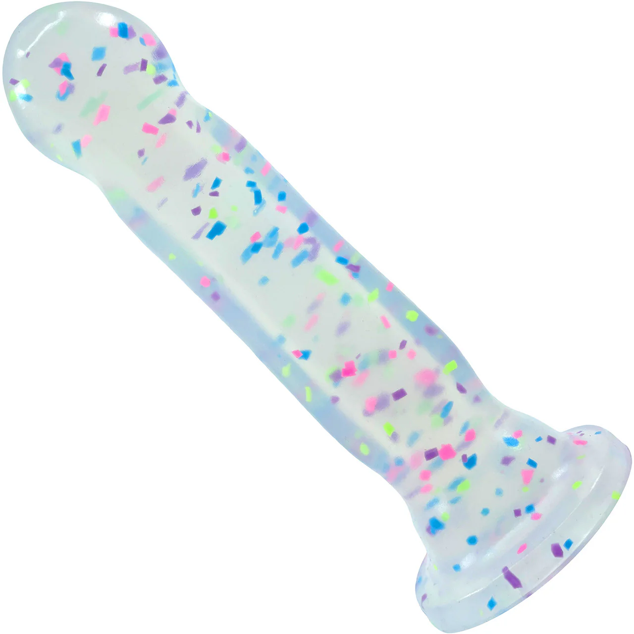 Neo Elite Hanky Panky Glow In The Dark 7.75" Silicone Suction Cup Dildo by Blush - Confetti - Image 6