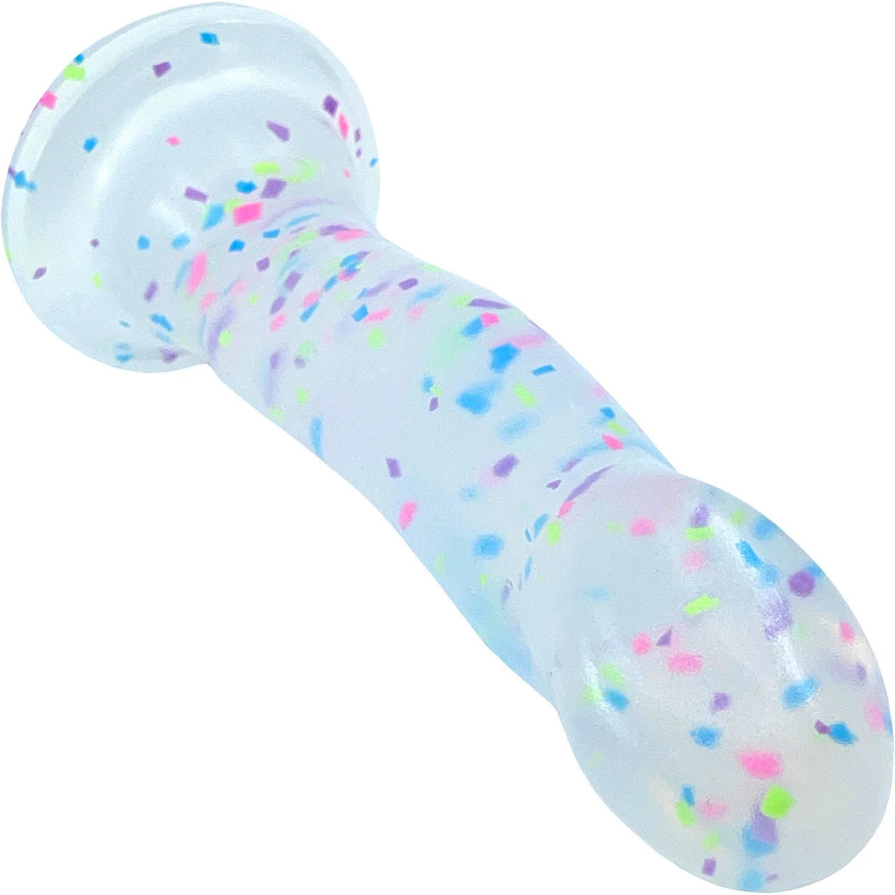 Neo Elite Hanky Panky Glow In The Dark 7.75" Silicone Suction Cup Dildo by Blush - Confetti - Image 8