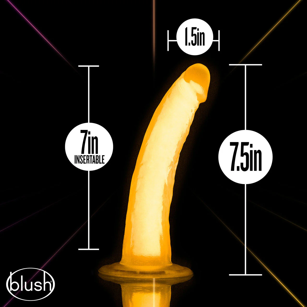 Neo Elite Lavo Glow In The Dark 7.5" Dual Density Realistic Silicone Dildo by Blush - Neon Orange - Image 2