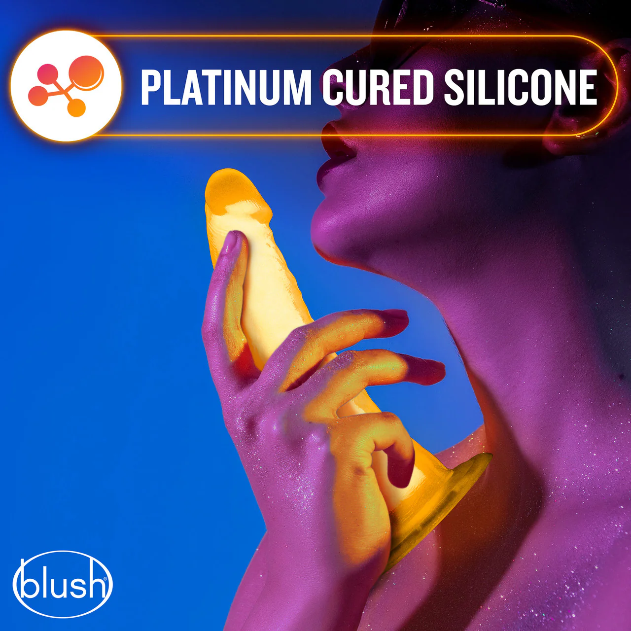 Neo Elite Lavo Glow In The Dark 7.5" Dual Density Realistic Silicone Dildo by Blush - Neon Orange - Image 7