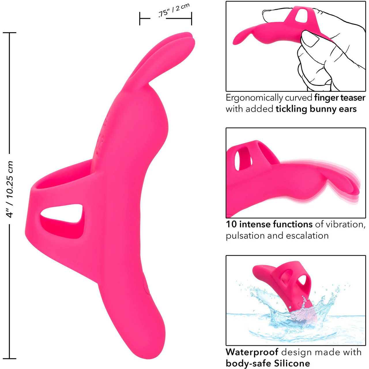 Neon Vibes - The Flirty Vibe Rechargeable Silicone Finger Vibrator By CalExotics - Pink - Image 14