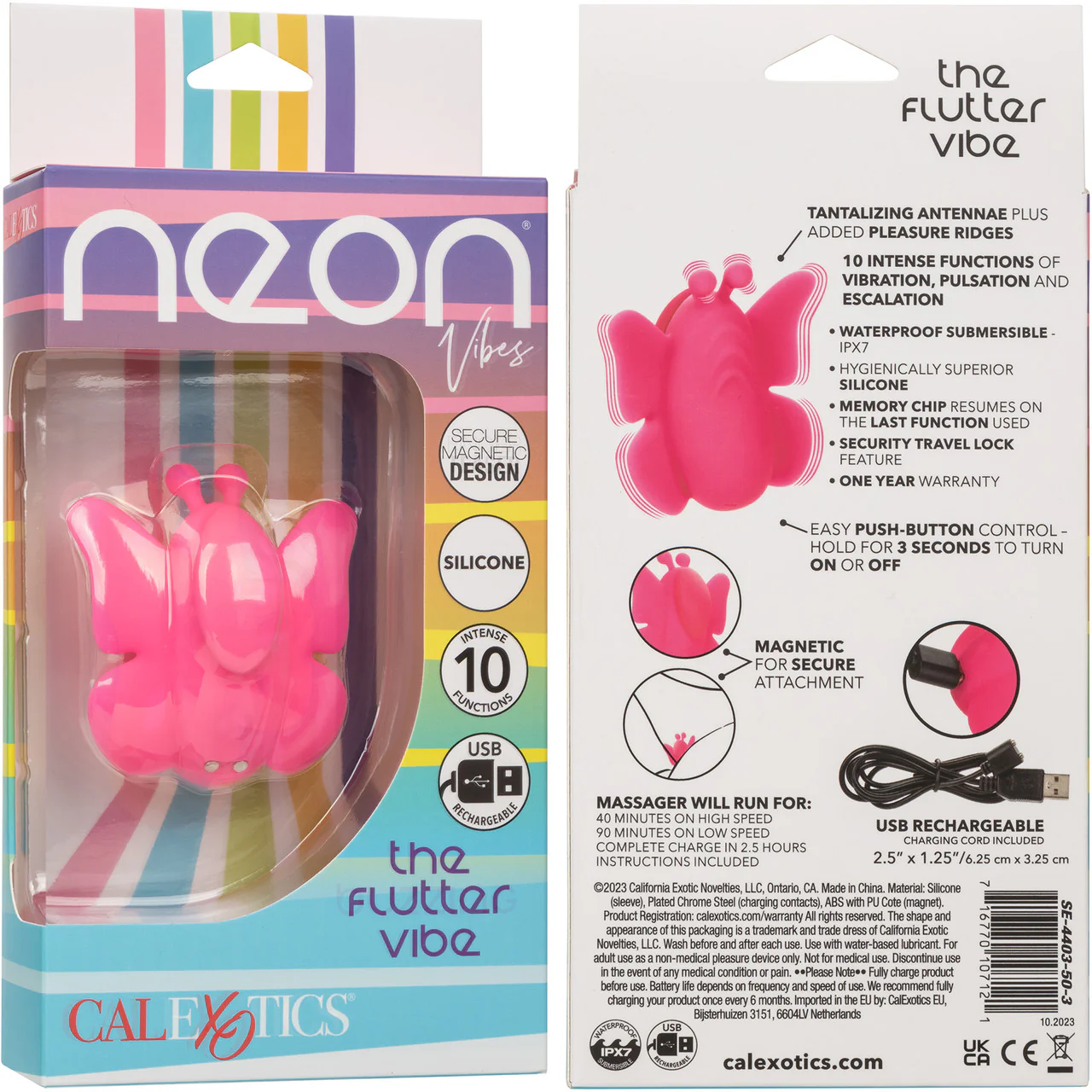 Neon Vibes The Flutter Vibe Rechargeable Waterproof Silicone Magnetic Panty Vibrator By CalExotics - Image 10