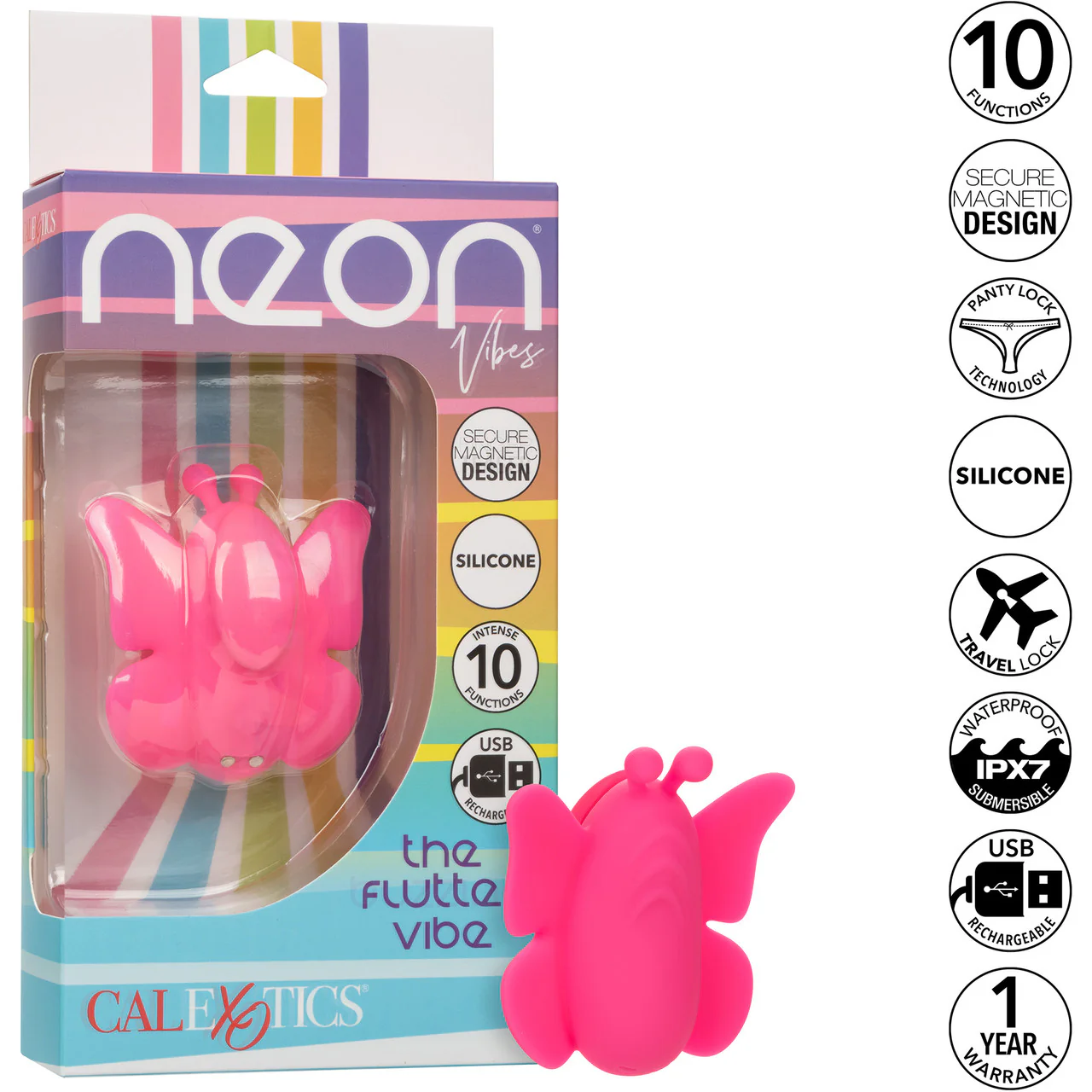 Neon Vibes The Flutter Vibe Rechargeable Waterproof Silicone Magnetic Panty Vibrator By CalExotics - Image 9