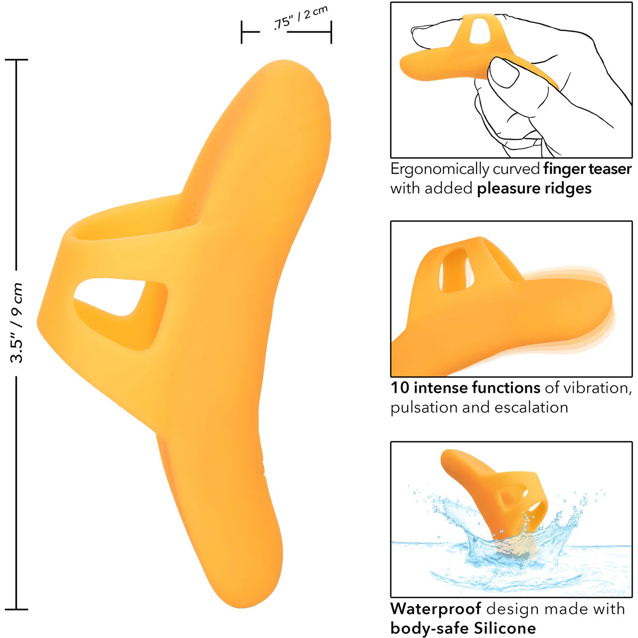 Neon Vibes - The Pleasure Vibe Rechargeable Silicone Finger Vibrator By CalExotics - Orange - Image 13