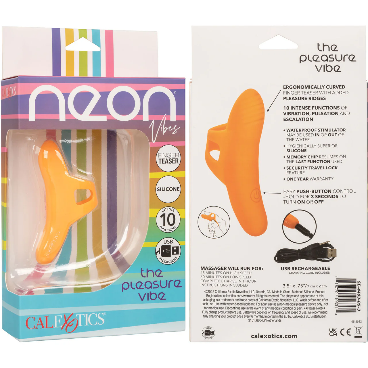 Neon Vibes - The Pleasure Vibe Rechargeable Silicone Finger Vibrator By CalExotics - Orange - Image 16