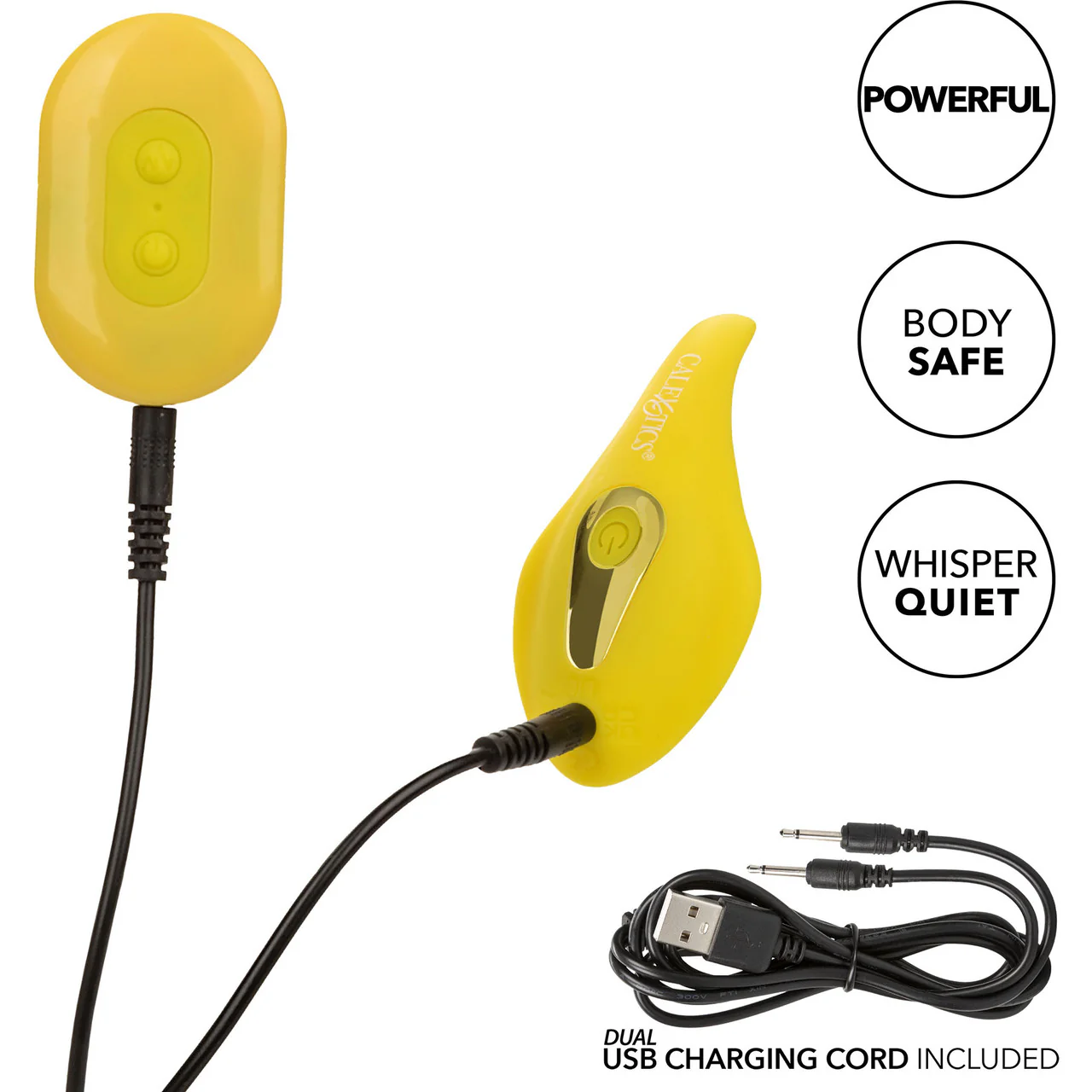Neon Vibes - The Secret Vibe Rechargeable Silicone Lay On Vibrator With Remote By CalExotics - Yellow - Image 12