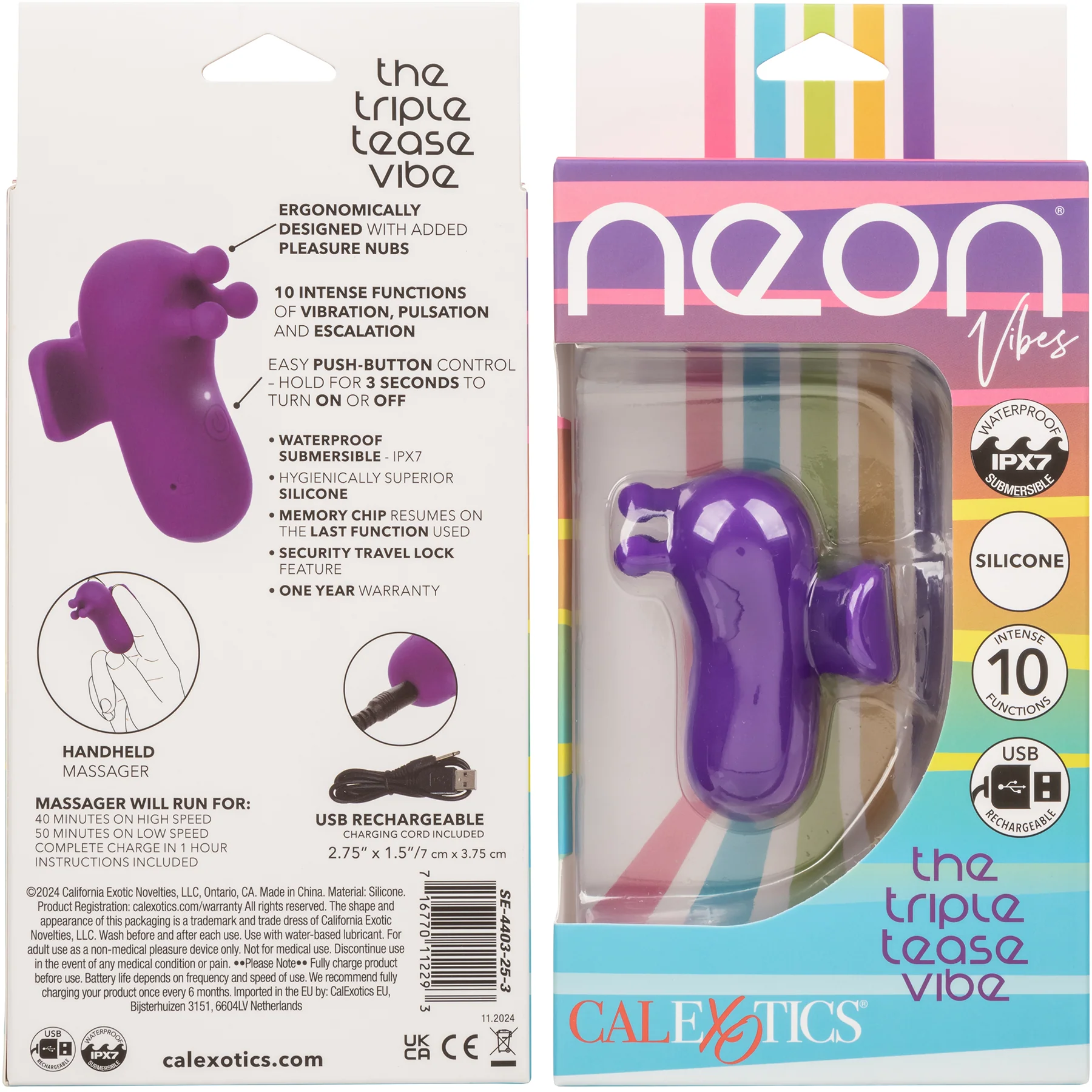 Neon® Vibes The Triple Tease Vibe Rechargeable Silicone Vibrator - Image 7