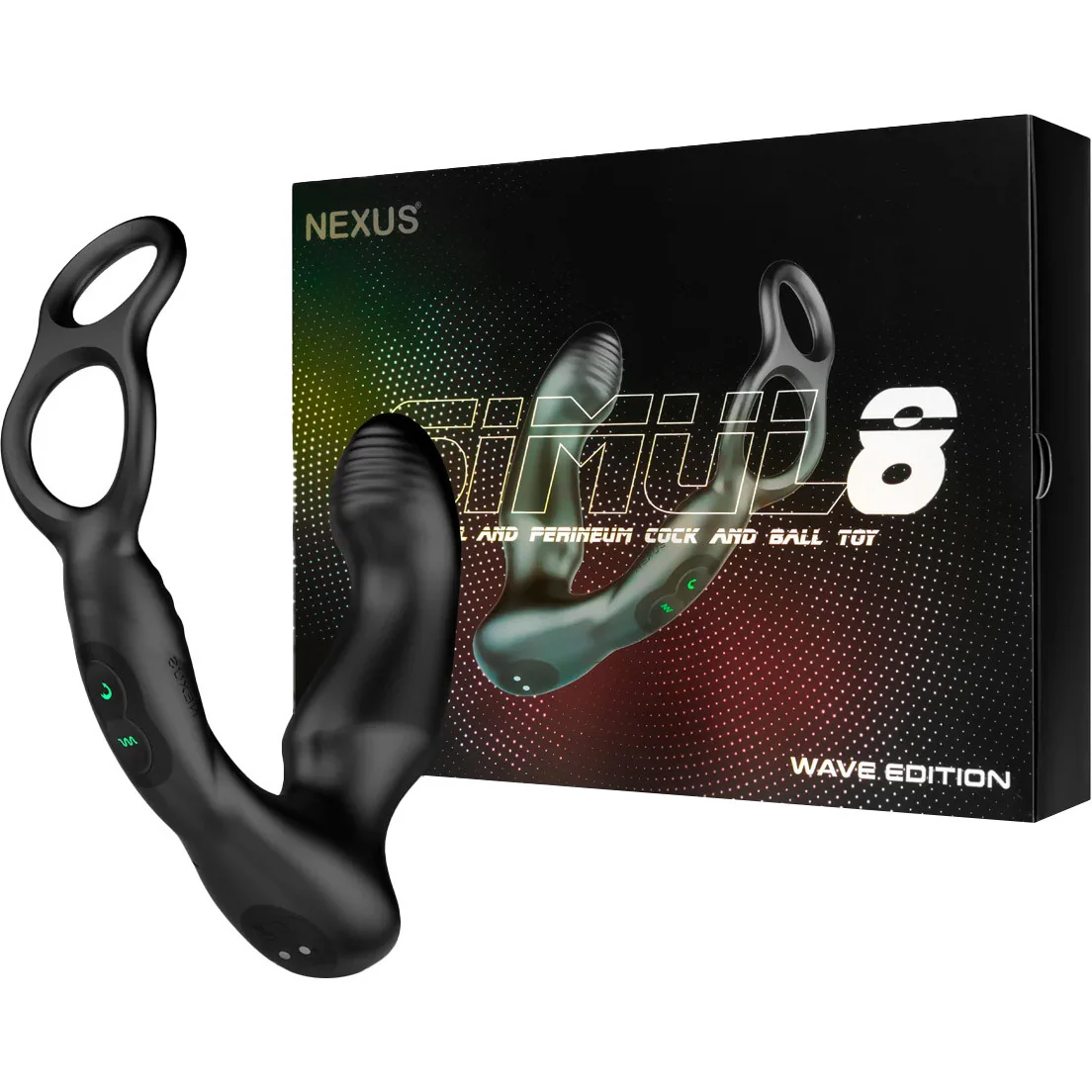 Nexus Simul8 Wave Edition Silicone Vibrating Rocking Dual Anal & Perineum Stimulator With Cock & Ball Rings - Image 5