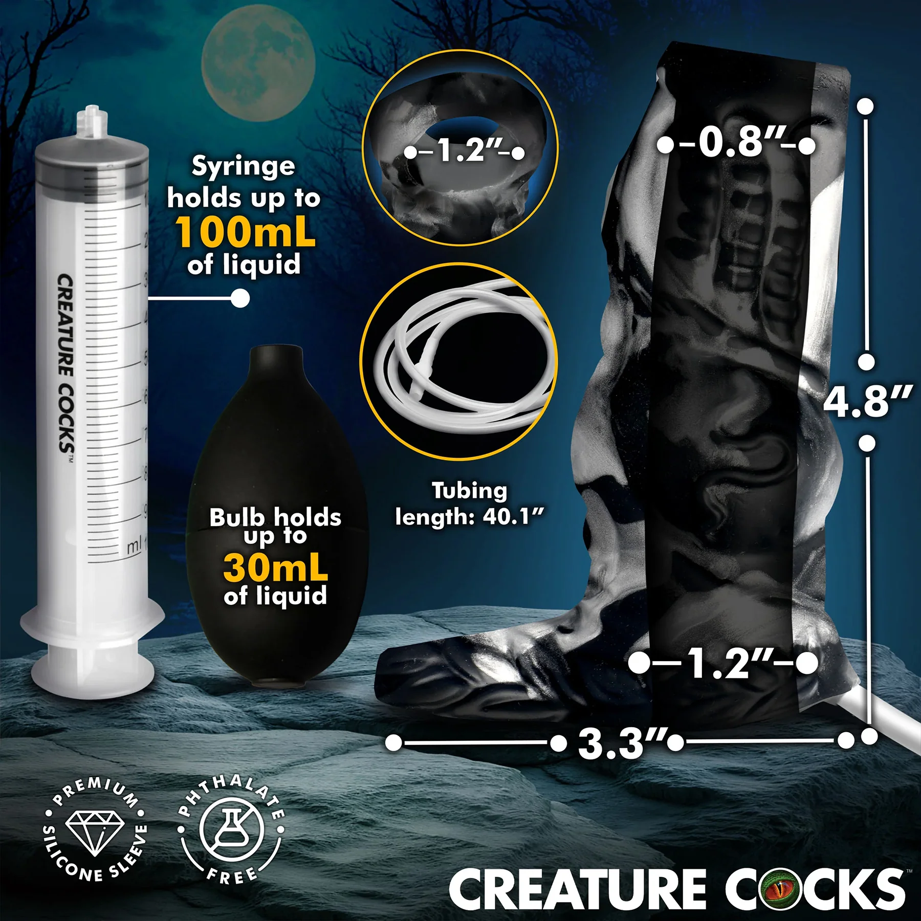Night Prowler Squirting Silicone Penis Enhancer By Creature Cocks - Image 6