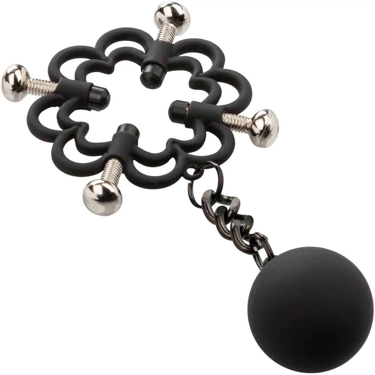 Nipple Grips Power Grip 4-Point Weighted Nipple Press By CalExotics - Black & Silver - Image 2