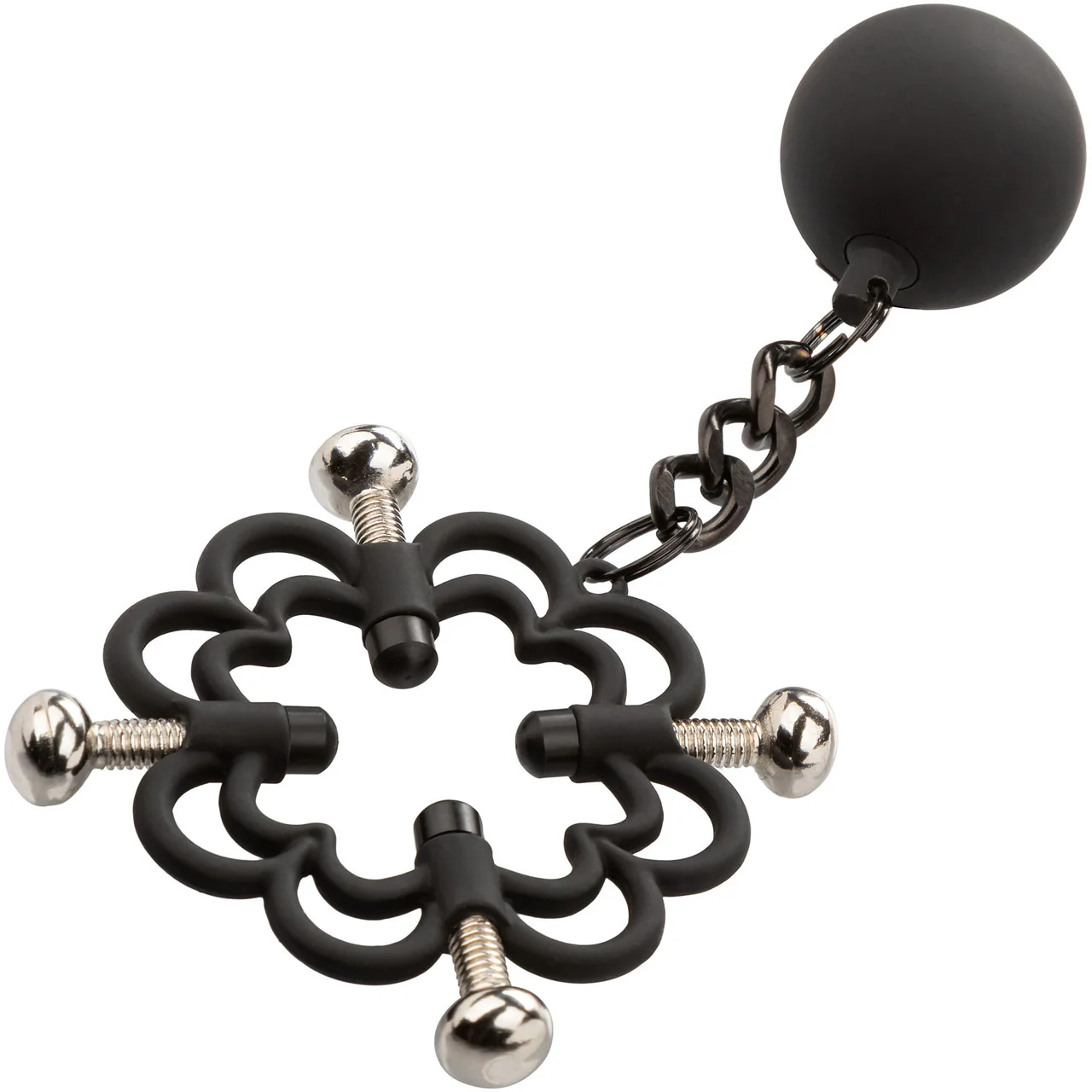 Nipple Grips Power Grip 4-Point Weighted Nipple Press By CalExotics - Black & Silver - Image 3
