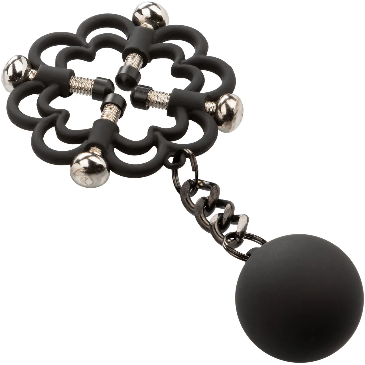 Nipple Grips Power Grip 4-Point Weighted Nipple Press By CalExotics - Black & Silver - Image 5