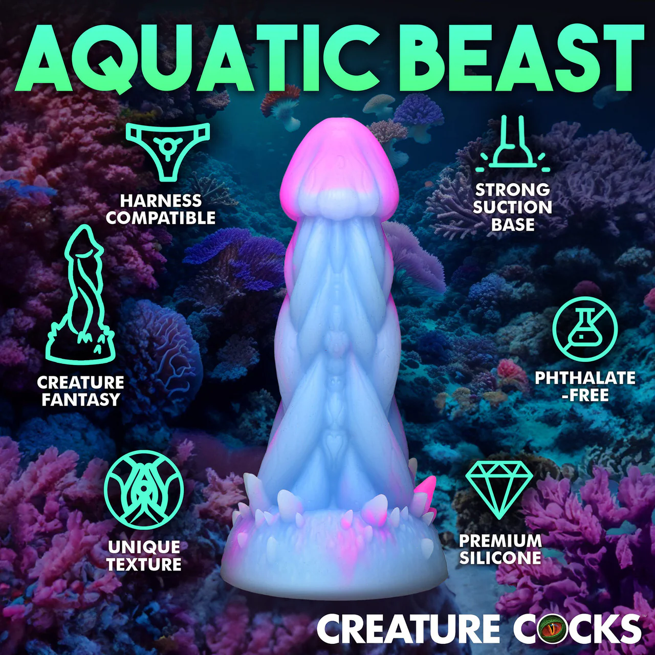 Nomura Jellyfish 7" Silicone Suction Cup Dildo By Creature Cocks - Image 10
