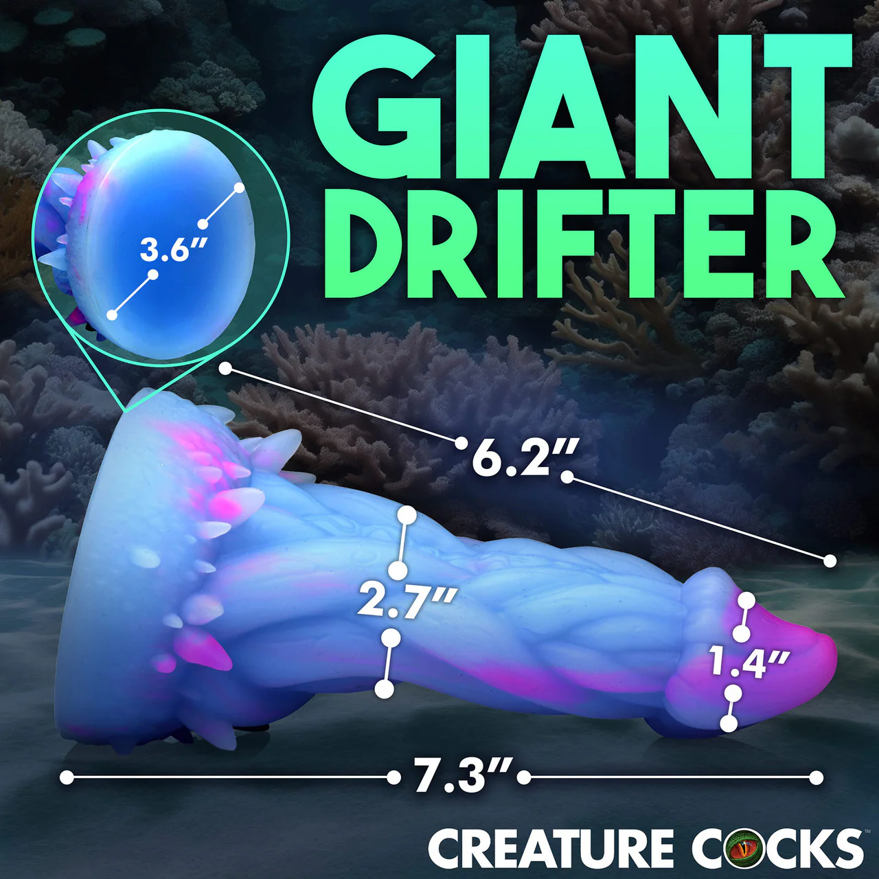 Nomura Jellyfish 7" Silicone Suction Cup Dildo By Creature Cocks - Image 11