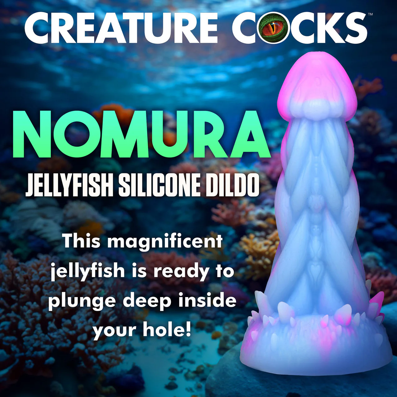 Nomura Jellyfish 7" Silicone Suction Cup Dildo By Creature Cocks - Image 13
